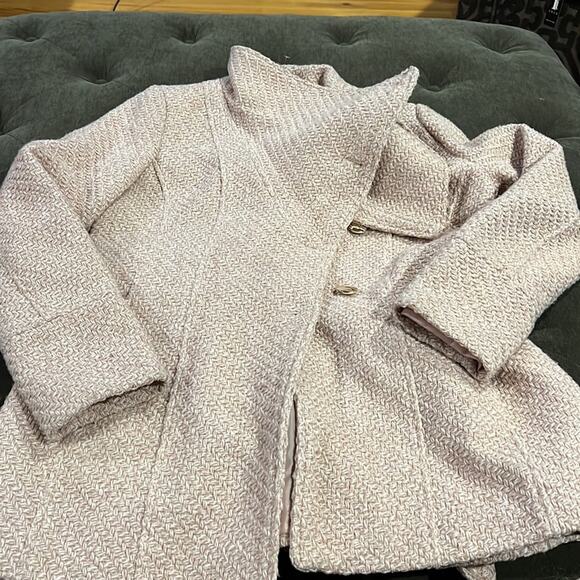 INC International Concepts Tweed Coat Size medium Neutral Pink - Picture 4 of 7